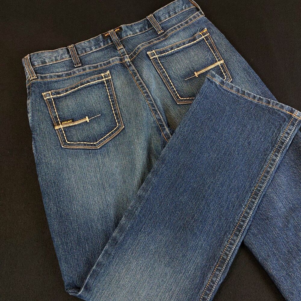 Ariat Rebar M4 Relaxed Dura Stretch Edge Boot Jeans Men's 34x34 (Fit 36x34) Blue